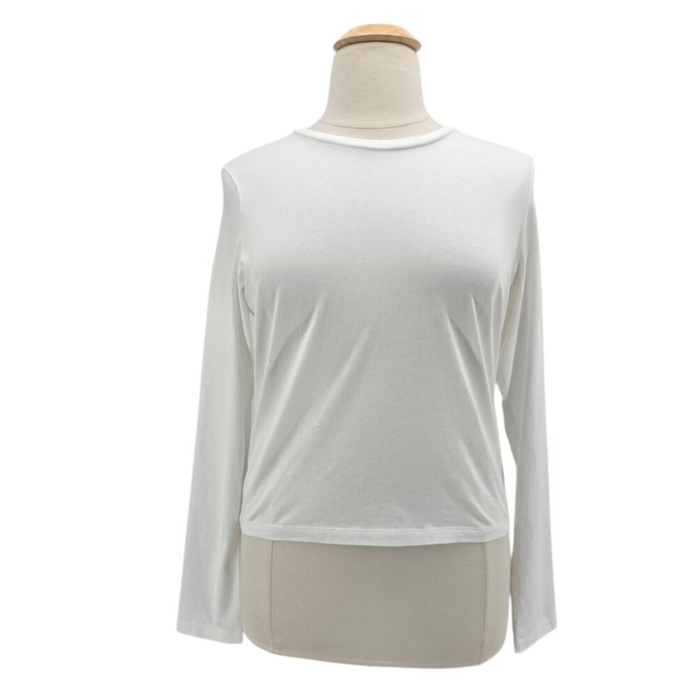 NEW PINK Victoria's Secret Womens XL White Long Sleeve Boxy Crew Neck Cotton